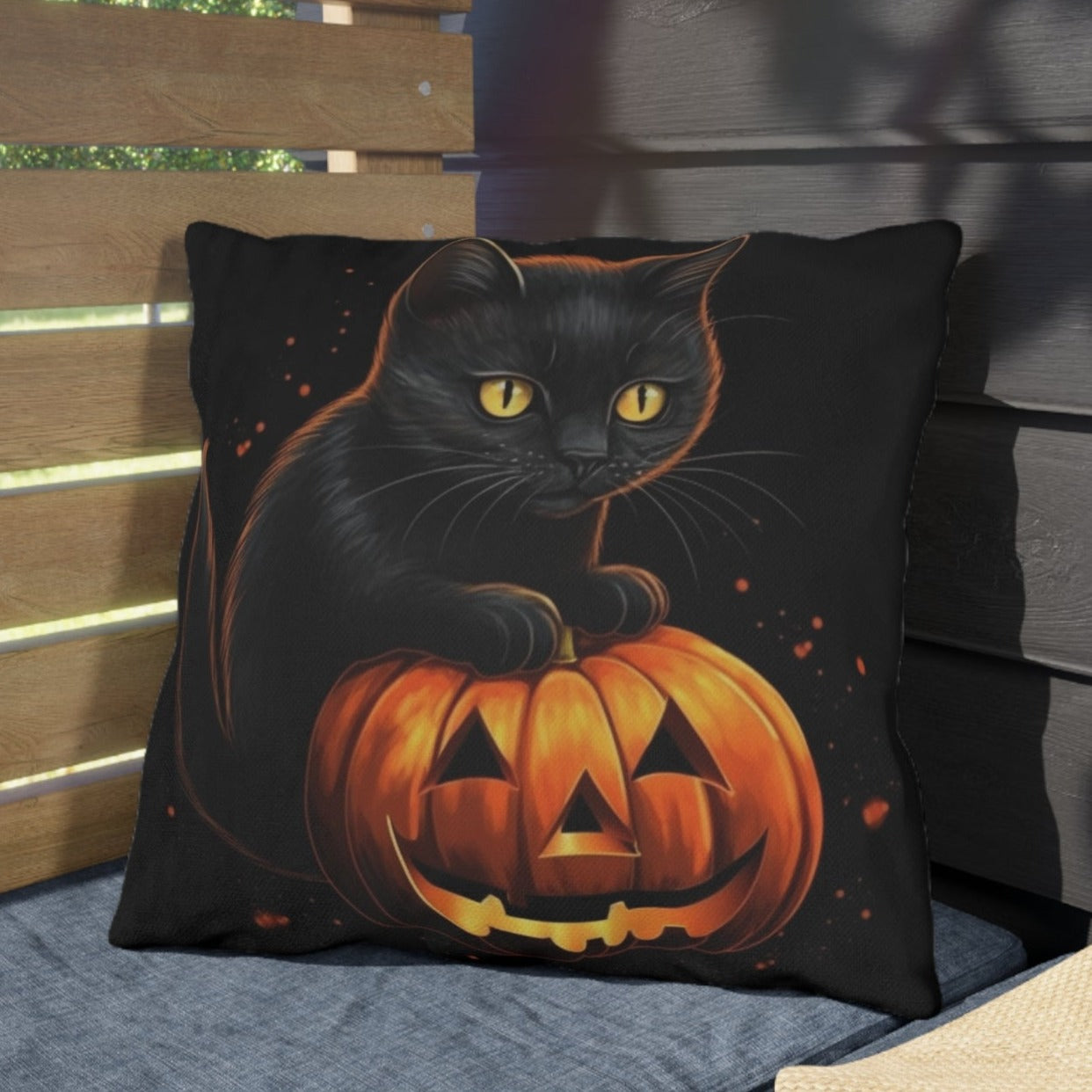 Simon the Cat (Spooky Season) Outdoor Pillow - Main Image
