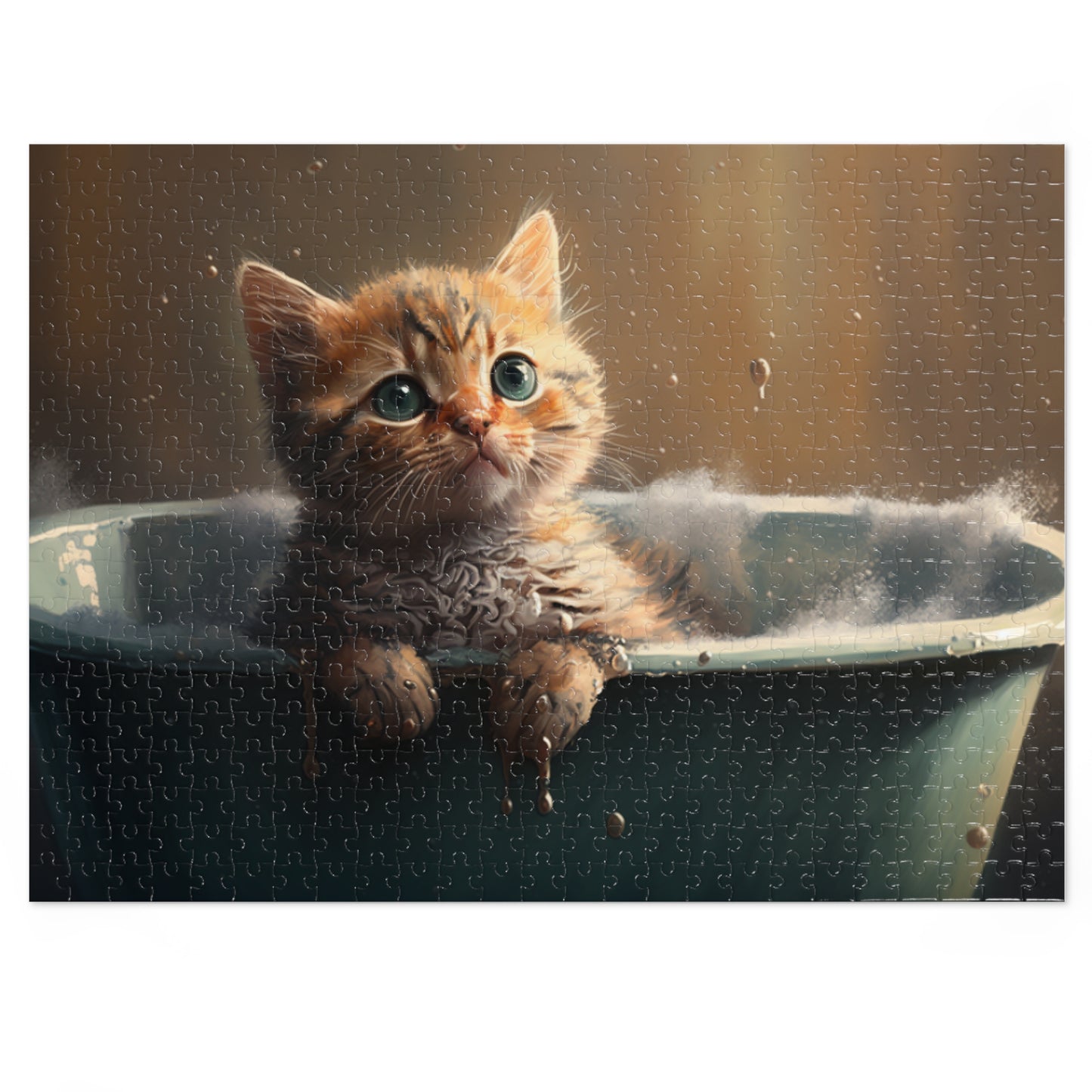 Kitty Taking a Bath Jigsaw Puzzle (500 Pieces)