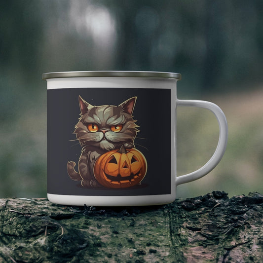 Spooky Season Cat - Enamel Camping Mug