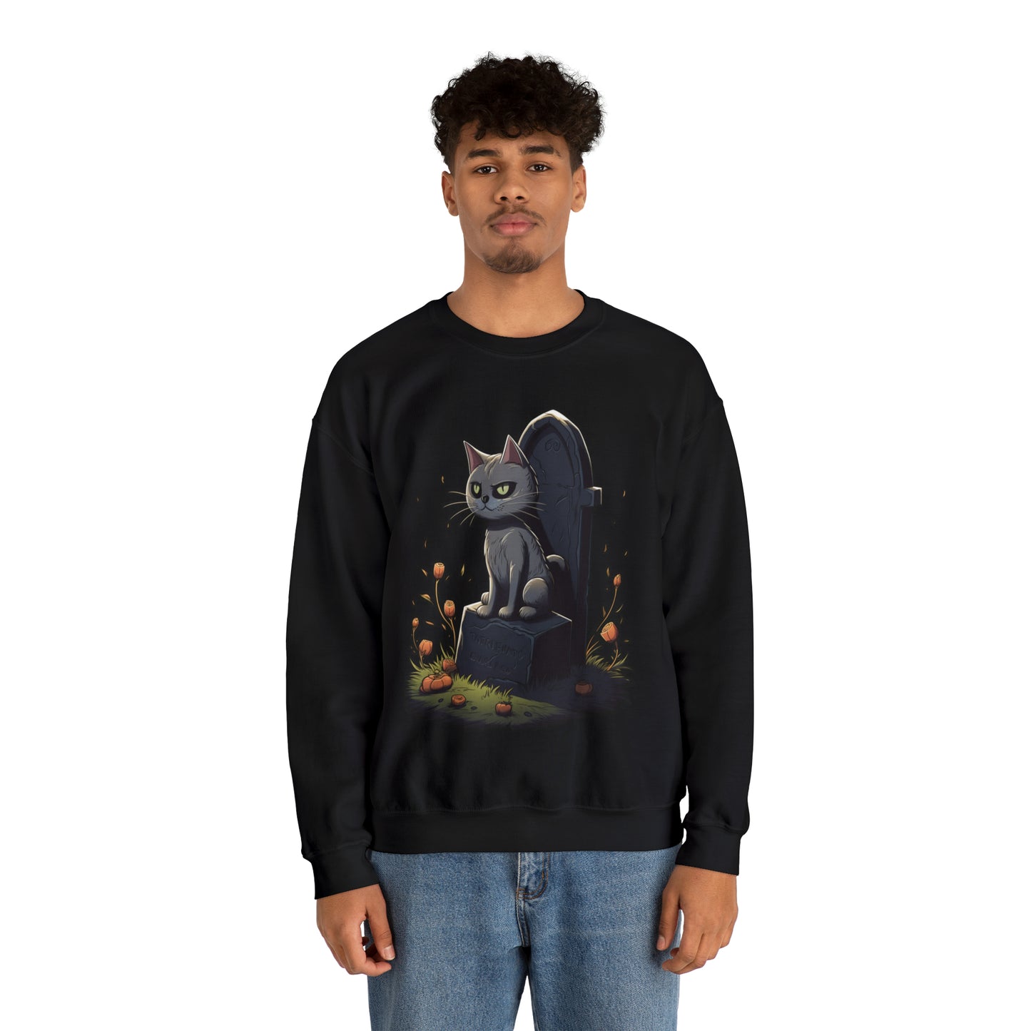 Spooky Season Cat Sweatshirt (Sizes S - 5XL)