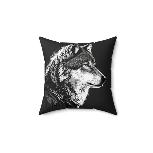 Black and White Wolf Pillow