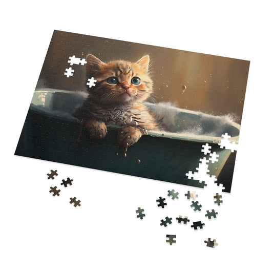Kitty Taking a Bath Jigsaw Puzzle (500 Pieces)
