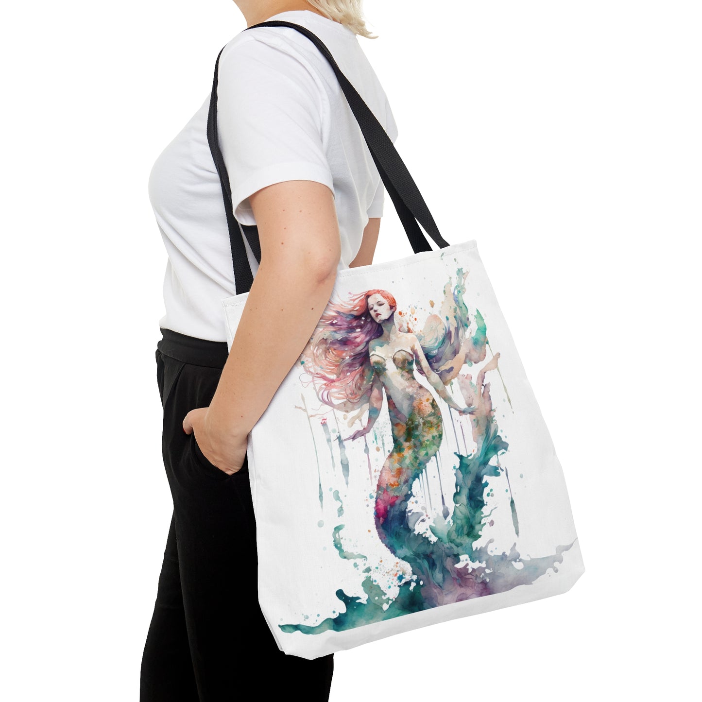 Mermaid Watercolor Tote Bag (Small, Medium, Large)