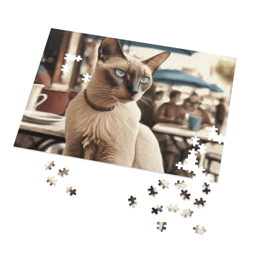 Cat at a Cafe Jigsaw Puzzle (500 Piece)