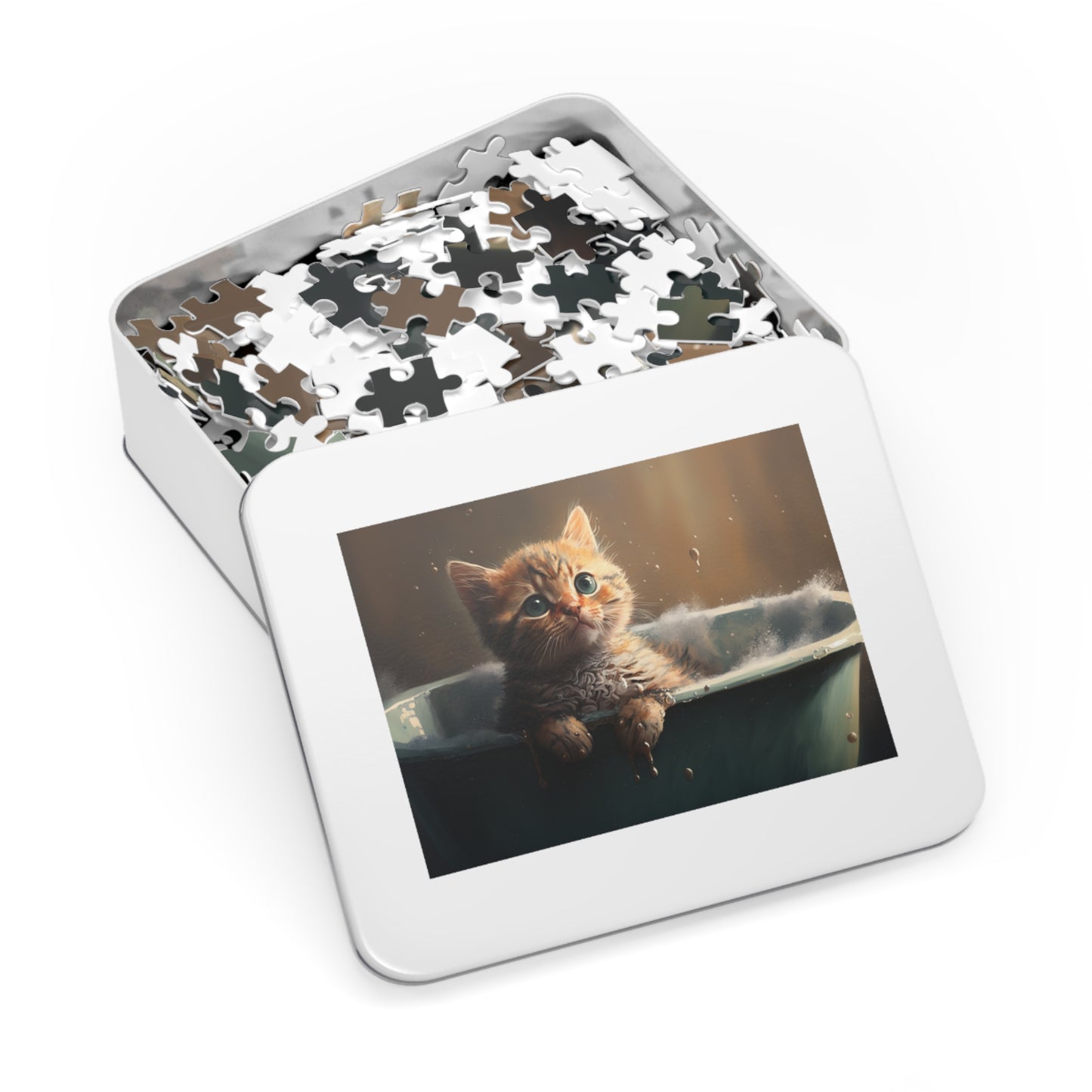 Kitty Taking a Bath Jigsaw Puzzle (500 Pieces)