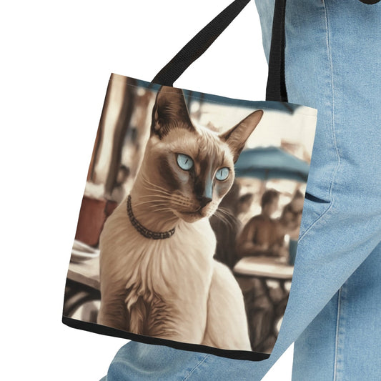 French Cafe Cat Tote Bag (Small, Medium, Large)