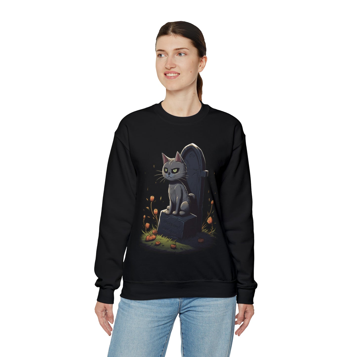 Spooky Season Cat Sweatshirt (Sizes S - 5XL)