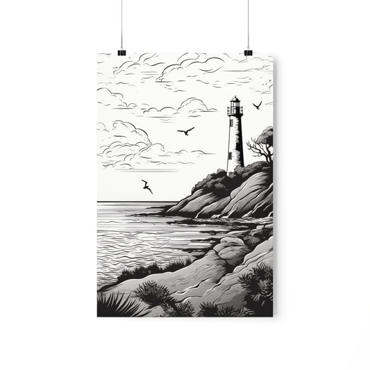 Coloring Poster (Seaside Lighthouse)