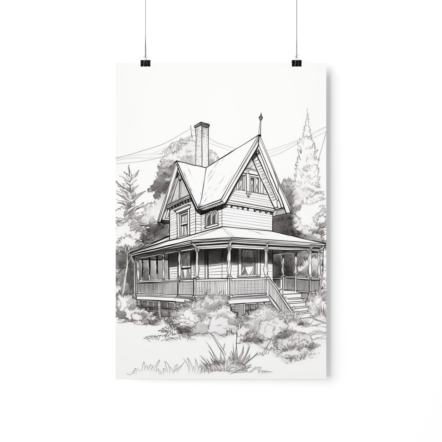 Coloring Poster (Wood Cabin)