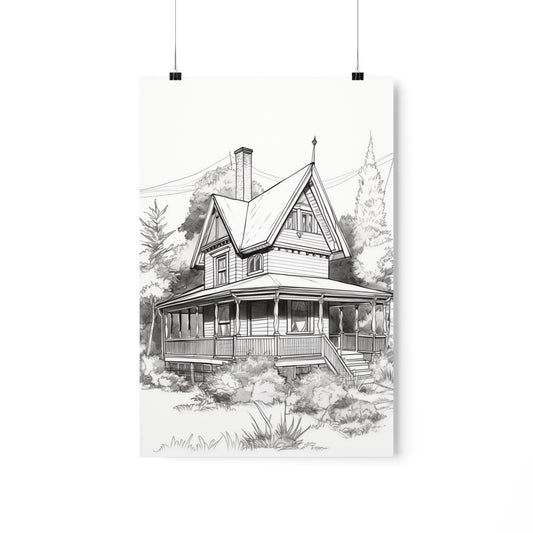 Coloring Poster (Wood Cabin)